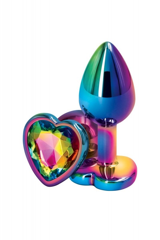 Bijou d'anus coeur en alu multicolore - Taille S