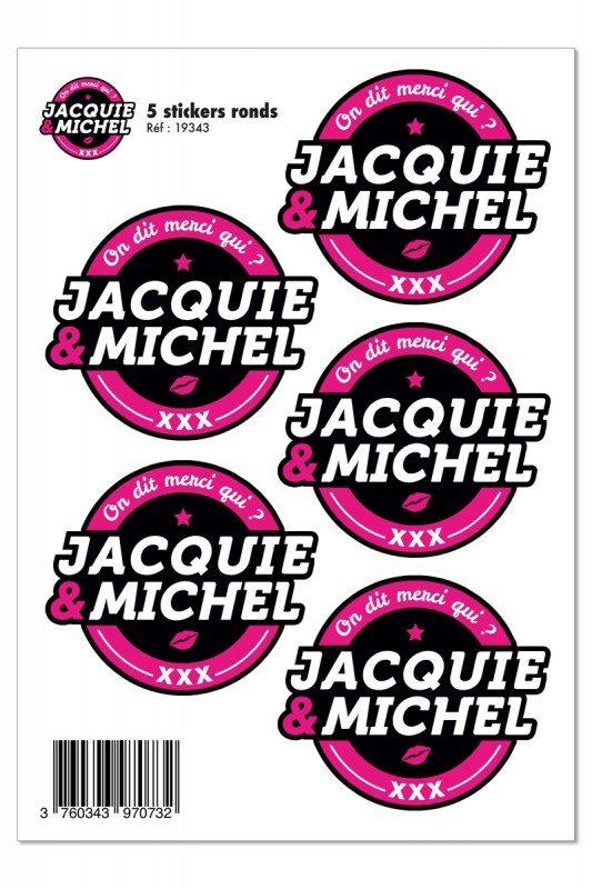 J&M - 5 stickers logo rond noir | Jacquie & Michel